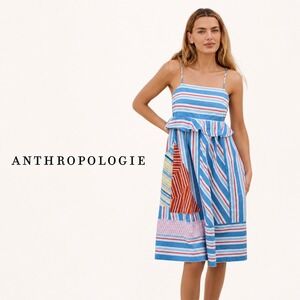 blue and white striped dress anthropologie New Anthropologie Blue Curtain Print 